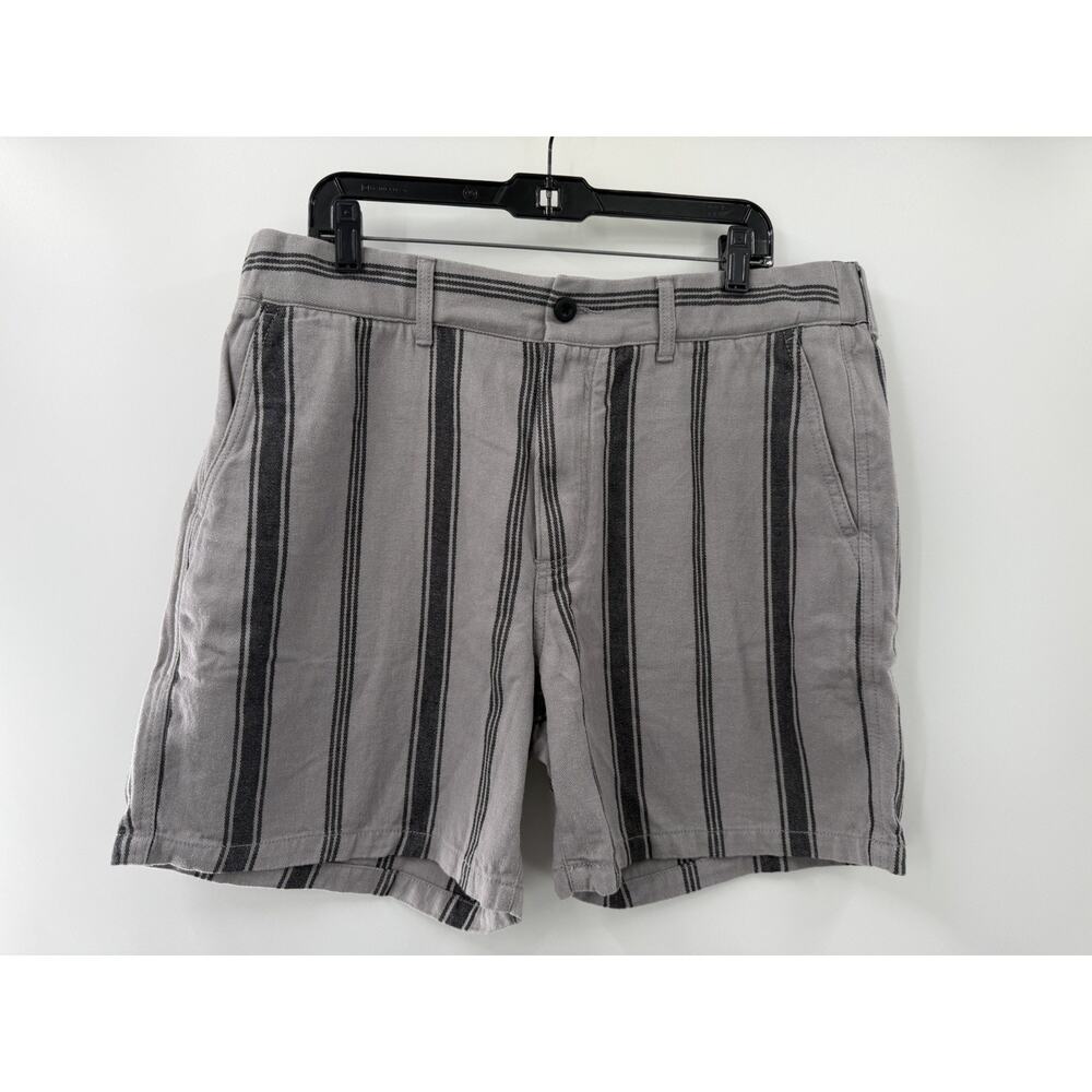 Madewell Men’s Gray & Black Striped Cabana Shorts Cotton Hemp Large NWT